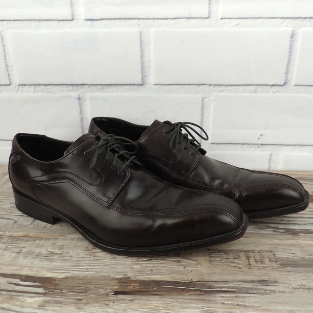 Ecco mens sz 44 black lace-up dress shoe